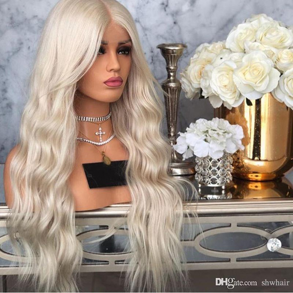 Synthetic Lace Front Wigs Blonde 60 Color With Baby Hairs Long Body Wave Heat Resistant Fiber Hair Platinum Blonde Synthetic Lacefront Wig