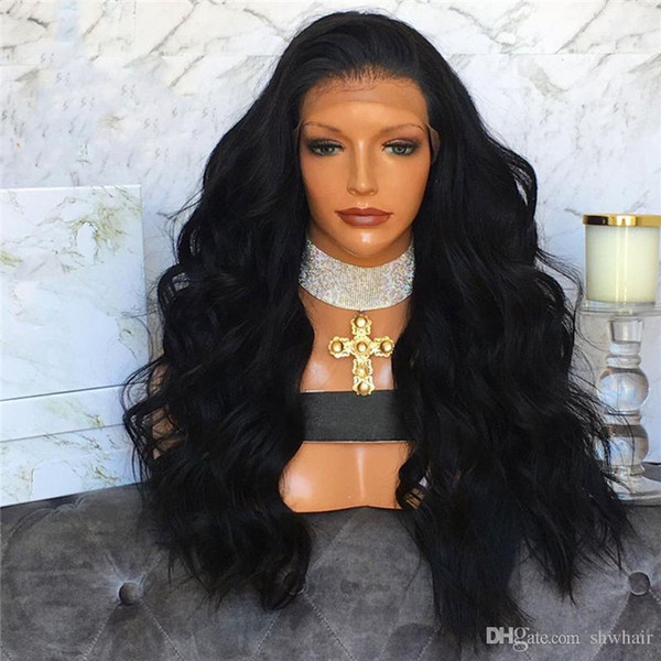 Synthetic Body Wave Lace Wig Heat Resistant 180 Density Body Wave Lace Front Synthetic Wigs With Baby Hair Natural Hairline