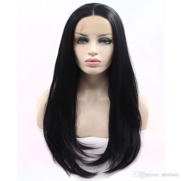 Synthetic Silky Straight Cheap Wigs Black Women High Temperature Fiber Hair Straight Heat Resistant Synthetic Lace Front Wigs Glueless