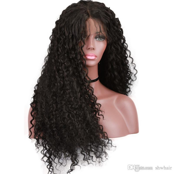 Kinky Curly Lace Wigs With Baby Hair Synthetic Heat Resistant Glueless 180 Density Long Synthetic Lacefront Curly Wig For Black Women