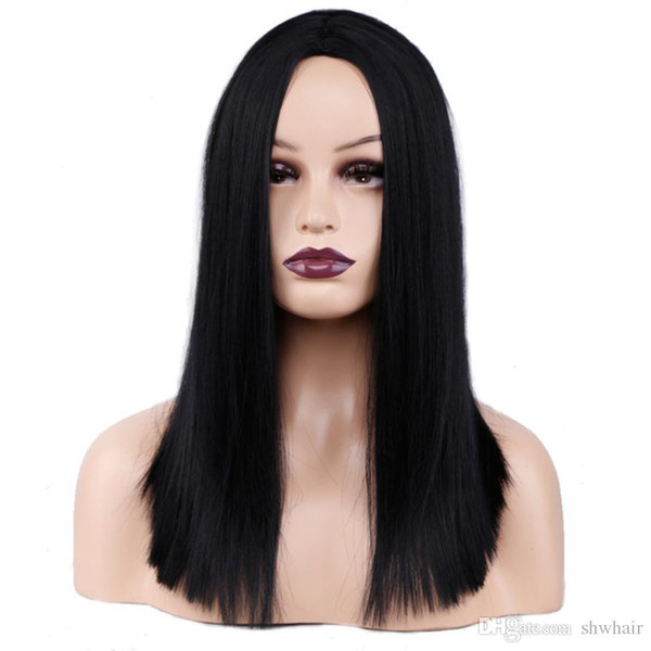 Straight Synthetic Lace Front Wigs Long Bob Cut For Black Women Straight Hair Black Synthetic Hair Lace Front Bob Wig With Pre Plucked