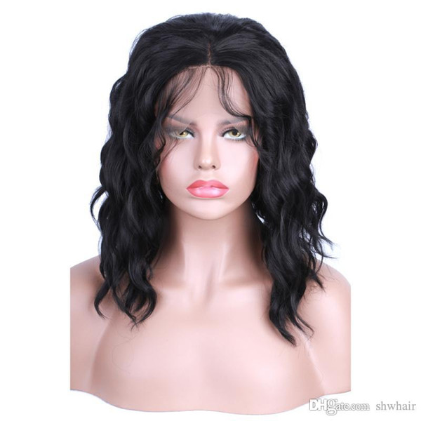 Cheap Middle Part Wigs Synthetic Natural Wave Soft Short Black Lace Front Wig Synthetic Hair Heat Resistant Fiber For Black Women