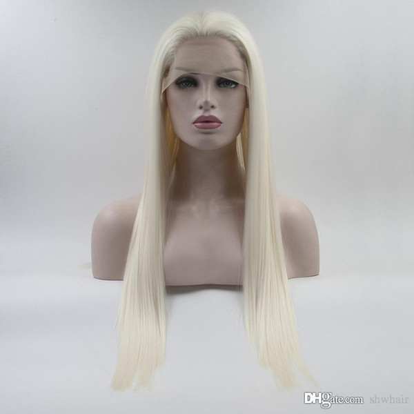 Blonde Synthetic Wigs Heat Resistant Fiber Hair Long Straight Blonde Synthetic Lacefront Wig For White Women