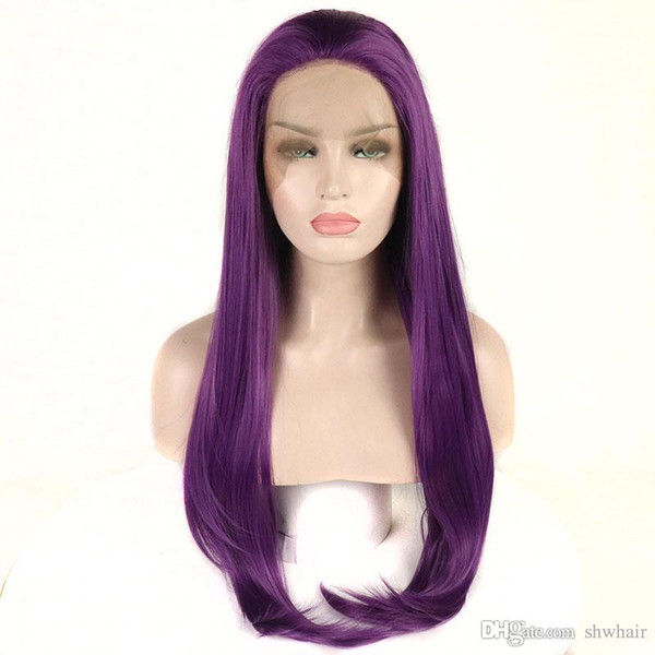 Purple Synthetic Lace Wig For White Women Straight High Temperature Fiber Glueless Synthetic Lace Front Wigs With Baby Hairs