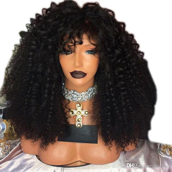 Kinky Curly Synthetic Wig With Baby Hair Heat Resistant High Temperature Glueless Synthetic Lace Front Wigs For African American Women