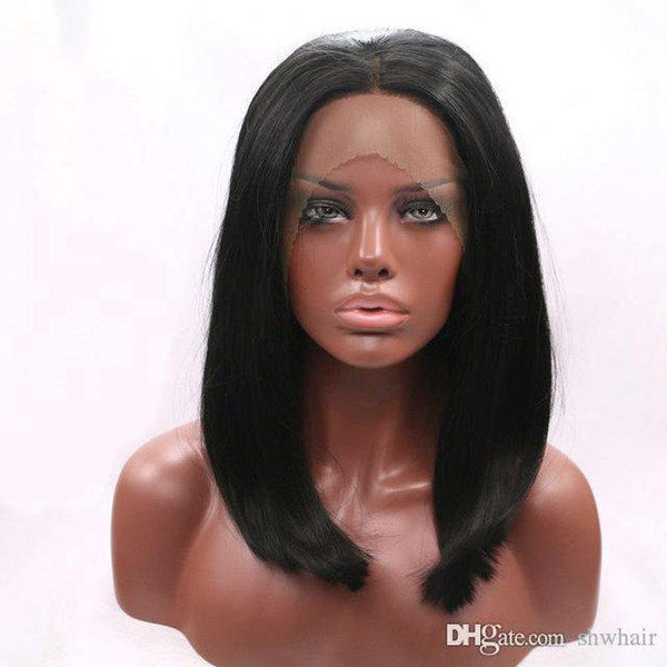 Short Bob Synthetic Wigs For Black Women Heat Resistant Fiber Glueless Bob Synthetic Lace Front Wig With Baby Hair Natural Hairline