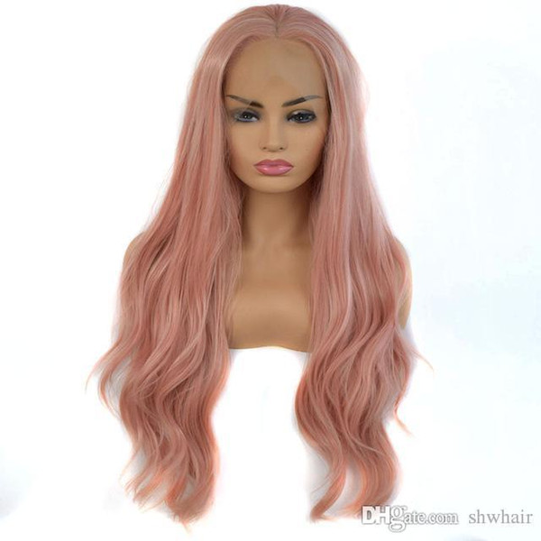 Pink Lace Front Wigs Synthetic Hair Body Wave Glueless Heat Resistant Fiber Hair Mix White Pink High Quality Synthetic Lacefront Wig