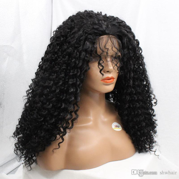 Kinky Curly Synthetic Lace Wig For Black Women Heat Resistant Fiber 180 Density Glueless Curly Synthetic Hair Lacefront Wigs With Baby Hair