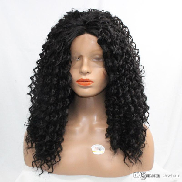 Curly Synthetic Wigs For African American 180 Density Glueless Heat Resistant Fiber Kinky Curly Lace Front Wig Synthetic Hair