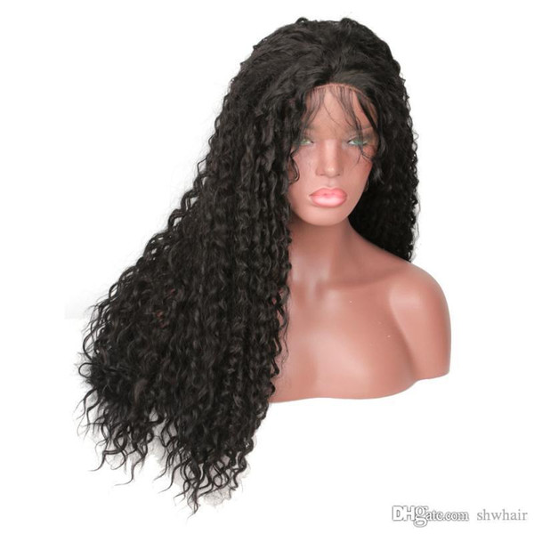 Synthetic Lace Front Wig Kinky Curly Hair Free Part Heat Resistant 180 Density Long Black Kinky Curly Synthetic Lacefront Wigs Baby Hair