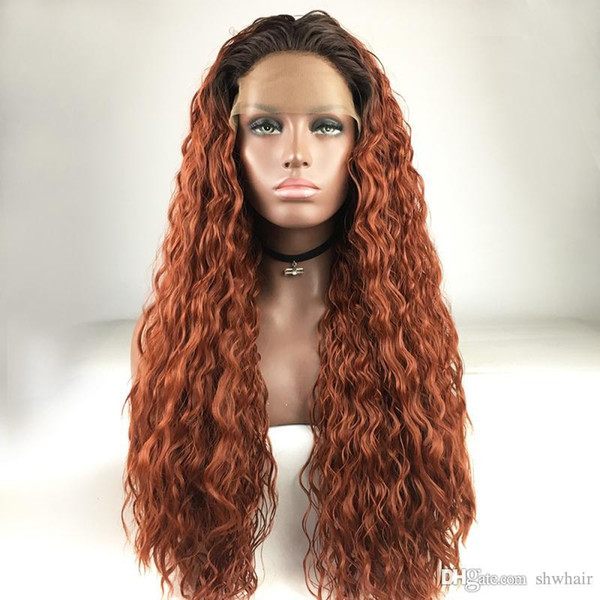 Lace Front Wig Ombre Long Water Wave Curly Heat Resistant Fiber Hair Lace Front Wig Glueless Full Women Wigs For Black Women