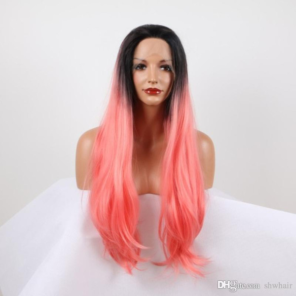 Synthetic Ombre Wigs Red Color Black Root For Women Heat Resistant Fiber Hair Glueless Synthetic Ombre Lace Front Wig With Baby Hair