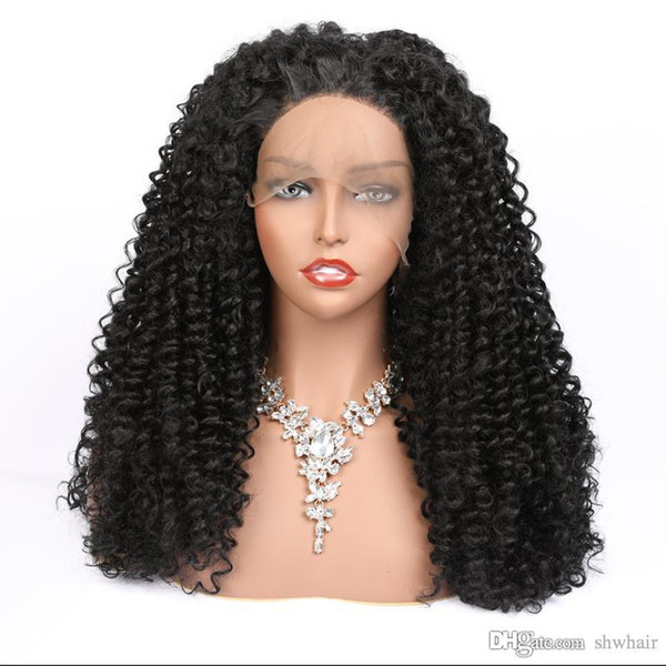 Kinky Curly Synthetic Wig Heat Resistant Fiber Hair For Black Women 180 Density Glueless Kinky Curly Synthetic Lace Front Wigs Baby Hair