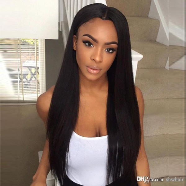 Synthetic Hair Wigs For African American Heat Resistant Fiber Hair Glueless Cheap Lace Front Synthetic Wig Long Straight With Baby Hairs