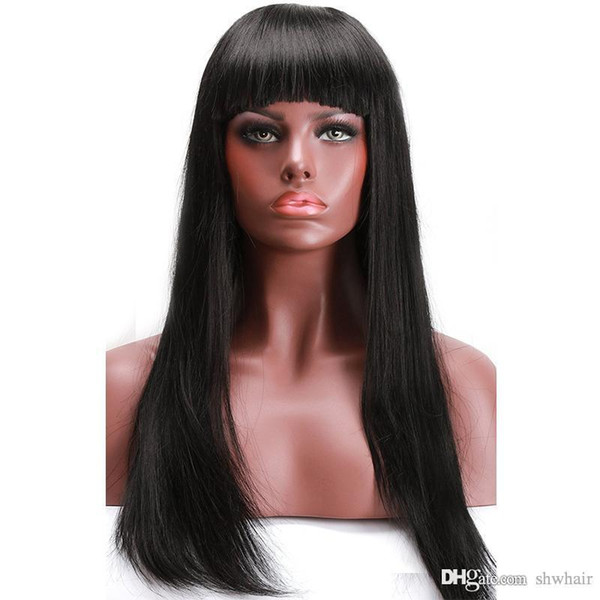 Synthetic Lace Wigs With Bangs Silky Straight Pre Plucked High Temperature Heat Resistant Glueless Lace Front Synthetic Wig With Bang