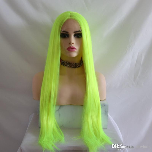 Yellow Synthetic Hair Wigs For Women Natural Looking Heat Resistant Fiber Hair Long Straight Yellow Synthetic Lace Front Wig With Baby Hair