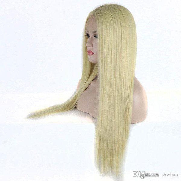 Synthetic Wig Blonde 613 For White Women Hand Tied Heat Resistant Fiber Synthetic 613 Lace Front Wigs Color Blonde With Baby Hair