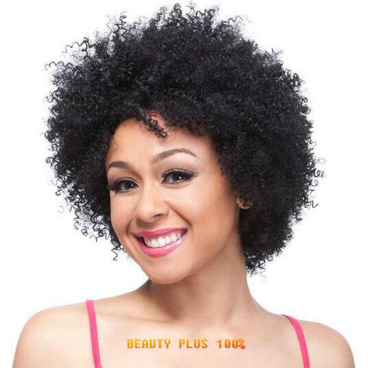 Black Kinky Curly Wig 8 Inch 110g Synthetic Short Black Wigs for African Women 