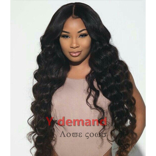 Y Demand Long Black Curly Wig Hot Corn Wave Synthetic Hair Full Wig For Black Women Ladies