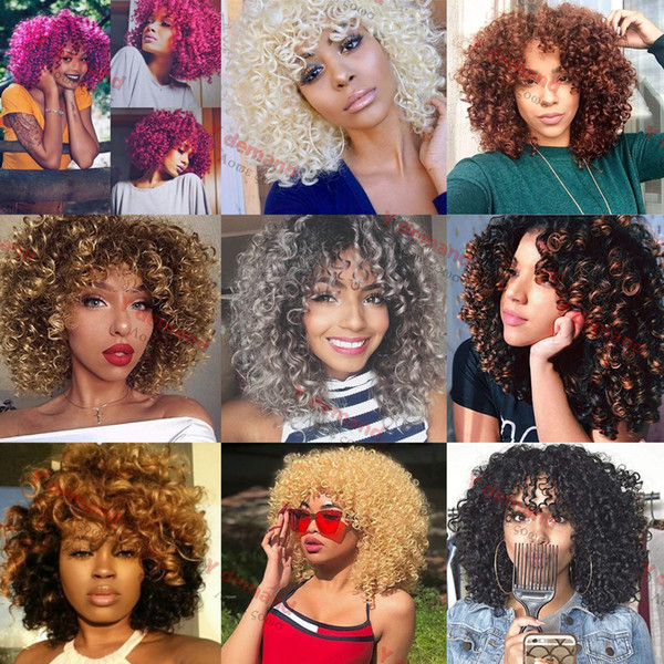 Brazilian Simulation Human Hair Hot! Natural Black Free Part Synthetic Wigs Kinky Curly Wigs Heat Resistant Fiber Curly Synthetic