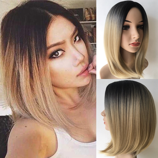 Short Ombre Hair Sexy BOBO Wig For Girl/Women High Quality Classical Style Wig Short Straight Elegant Fashion Synthetic Hair Y demand