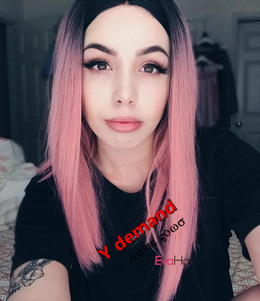 Hot Sexy Glueless Synthetic Full Wigs Ombre Pink Short Bob Straight Synthetic Wigs for Black Women Heat Resistant