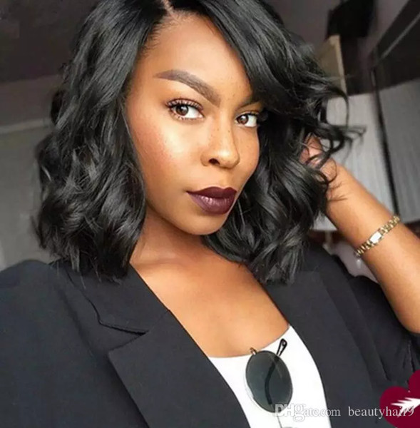 Charming Short Bob Wave Wigs Simulation Brazilian Human Hair short bob style Wave wigs For black women in stock