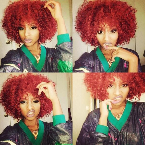 Red Hair Synthetic Wig Glueless Heat Resistant Afro kinky curly Wigs with hair for black women Top quality