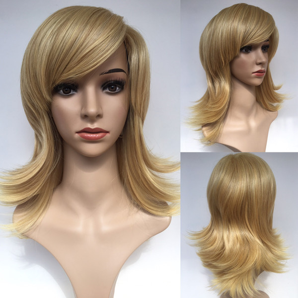 Fashion Female Blond Blond Synthetic Hair, Natural Wig, None Lace Wig, Long Beyonce's Wavy Fluffy Hairstyle Top Quality Full Wigs