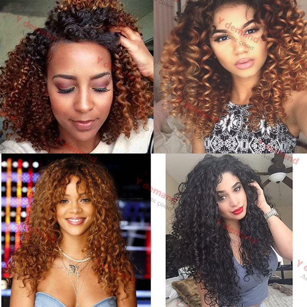 Fashion Long Curly Black African American Wigs Fiber Afro Wigs Synthetic Full Wigs For Black Women None Lace Hair Y demand