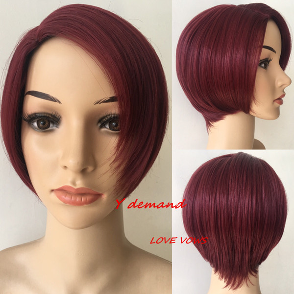 Fashion Rihanna Black BOB African American Wigs Fiber Afro Straight Wigs Synthetic Short Full Wigs For Black Women In Stock