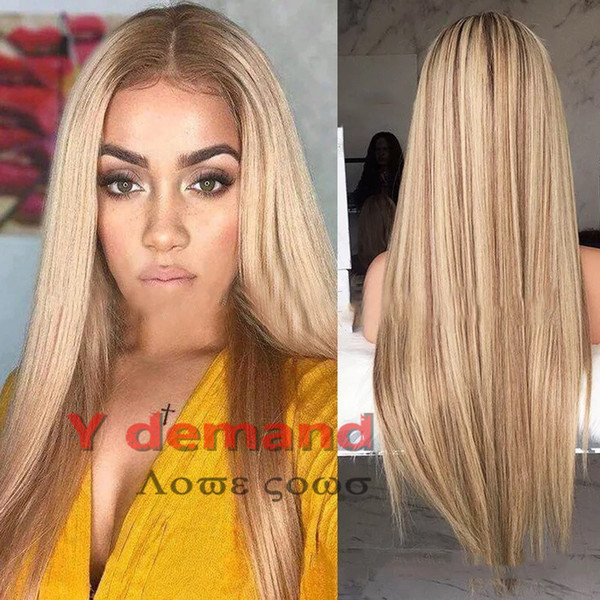 Y demand - Synthetic Wigs Long Straight Ombre Blonde Hair Wig For Women Cosplay Party Wig 28 Inch