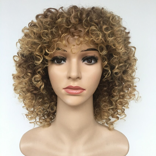 Fashion Kinky Curly Hair Short Brown Wigs For Black Women Afro African American Celebrity Wigs Synthetic Hair Hairstyle Y demand