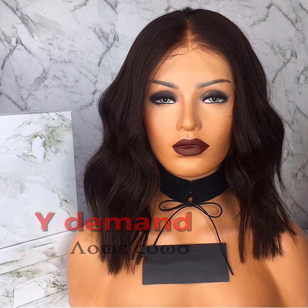 Short Wavy Synthetic None Lace Wigs Bob Wavy Hair Wig Heat Resistant Fiber Hair for Beauty Black Women 12 Inch