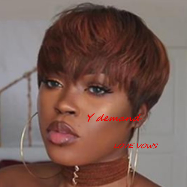 Mix Tan Colors Short Synthetic Wigs for Black Women highlight Heat Resistant Hair Female Fake Natural Hair Wigs