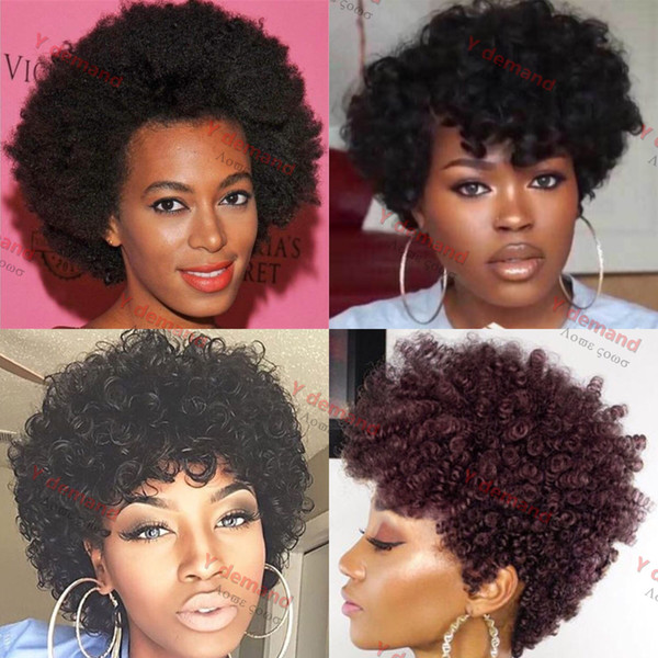 Hot 4 Styles Short Kinky Curly Hair Full Wig Synthetic Wigs virgin hair Brazilian Malaysian Indian Hair Wigs For Black Women