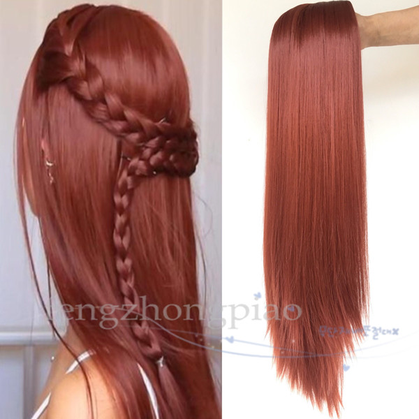 New Long Straight Synthetic Hair Red Wig Middle Part Natural Wigs for Women 