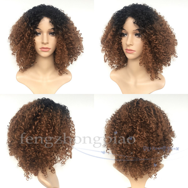 FZP Short Synthetic Wigs 14inch Short Hair Kinky Curly Wig Synthetic Wig African American Wigs for Black Women Golden Beauty