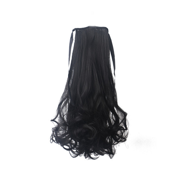 WoodFestival Women Long Wavy Clip In Ponytail Hair Wigs Heat Resistant Synthetic Pony tails party wig