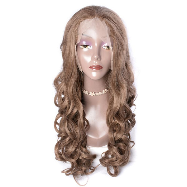 Modern Show Light Brown Hair Colored Synthetic Lace Front Wigs For Sale Loose Wave Ash Brown Color Cheap Lace Wigs For Women