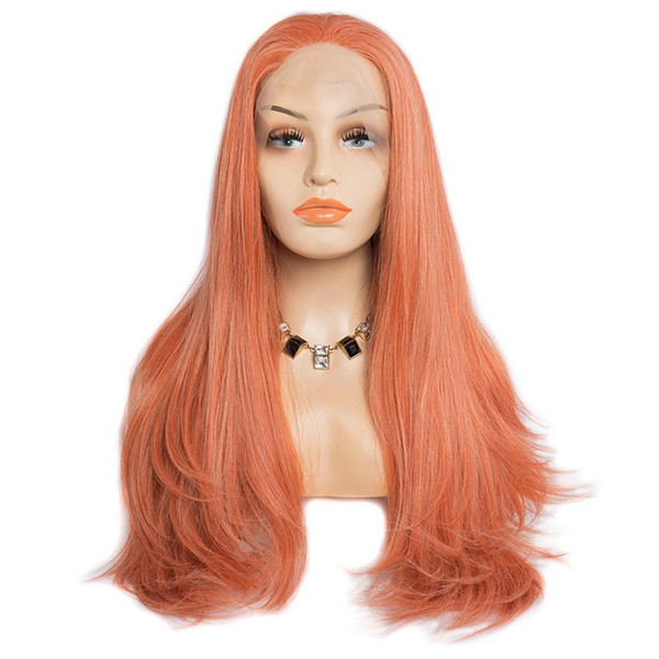 Modern Show Hair Affordable Lace Front Wigs For Sale Ginger/Orange Color Synthetic Hair Lace Wigs For Black Women Natural Straight Hairstyle