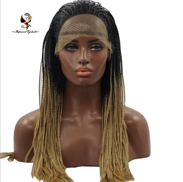 QD RapunzelHair 1B/27 two tone colored synthetic micro braiding hair Ombre synthetic hair lace front wig