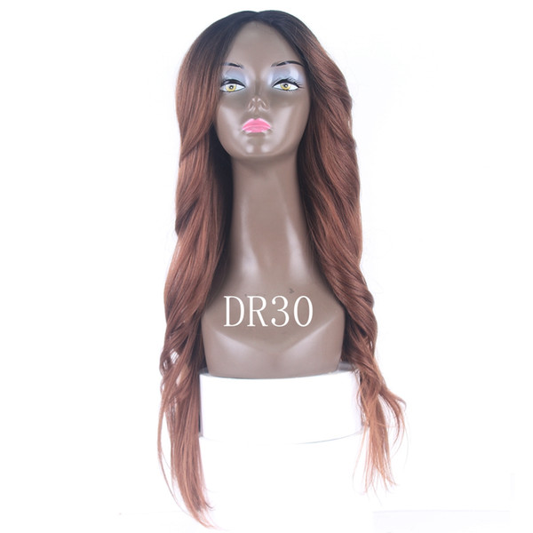 Ombre Wigs 613 Blonde Color Straight Purple Body Wave Hair Wigs 2# 4# Blue High Quality Heat Resistant Synthetic Straight Lace Wigs