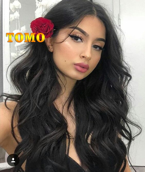 TOMO Hair Body Wavy Wig 28inch Long Heat Resistant Synthetic Hair Wigs Black/White Woman Daywear Cosplay Party Wig