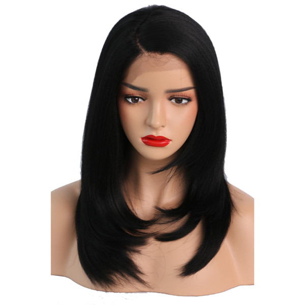 Synthetic Kinky Straight Wig Short Bob Glueless Heat Resistant Short Natural Yaki Hair Wigs Synthetic For Black Women Baby Hair