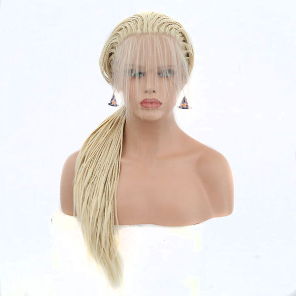 Braided Lace Wigs Synthetic Honey Blonde With Baby Hair For Women Heat Resistant Hair Braided Synthetic Lace Front Wig