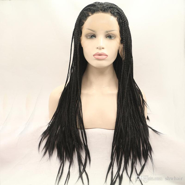 Box Braids Wig For Black Women High Temperature Glueless Cheap Braided Lacefront Synthetic Braid Lace Front Wigs Heat Resistant Fiber