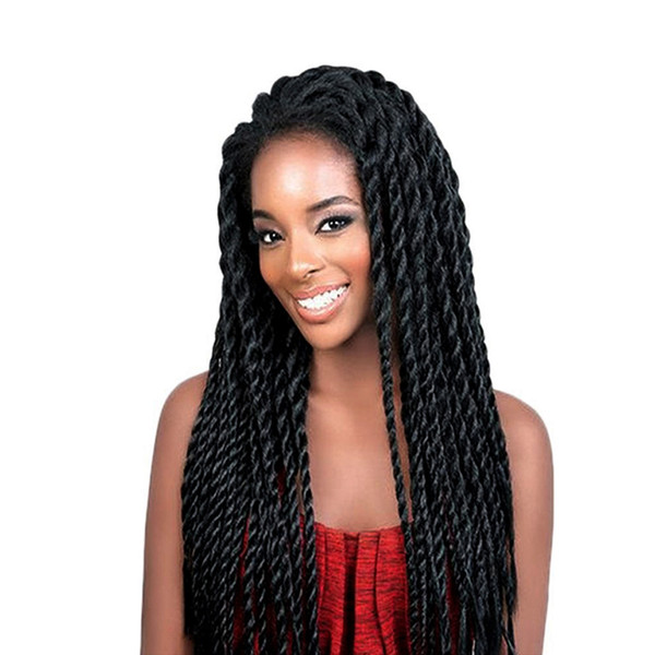 Braided Wigs For Black Women Black Color Synthetic Heat Resistant Fiber Hair Glueless Afro 2x Twist Braids Synthetic Braided Lace Front Wig