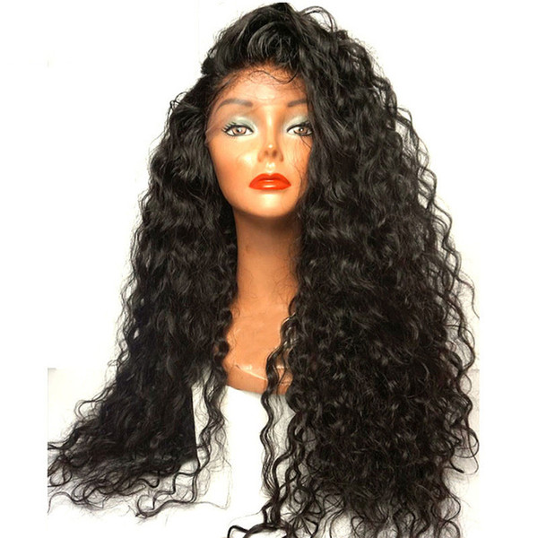 Loose Wave Lace Front Wig 26 In Heat Resistant Fiber 180 Density Side Part Long Loose Curly Synthetic Lace Wig For Black Women