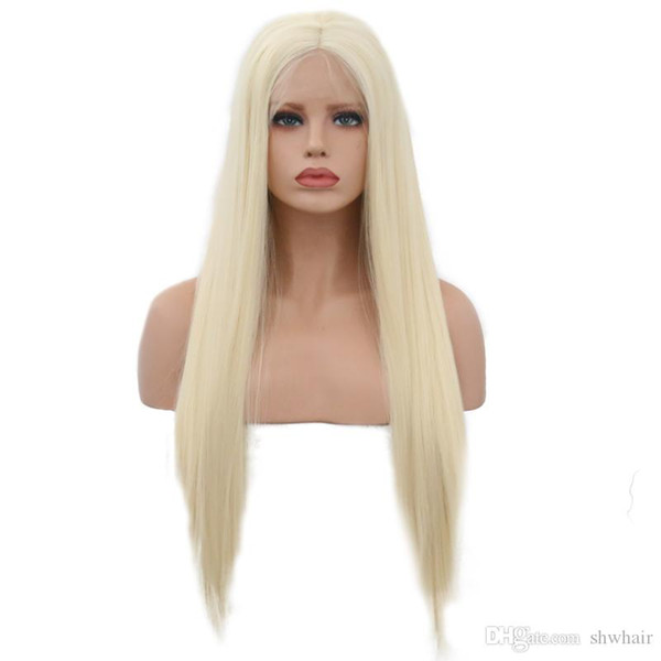 Blonde Synthetic Lace Wig With Baby Hair Glueless Heat Resistant High Temperature Platinum Blonde Synthetic Lace Front Wigs For White Women